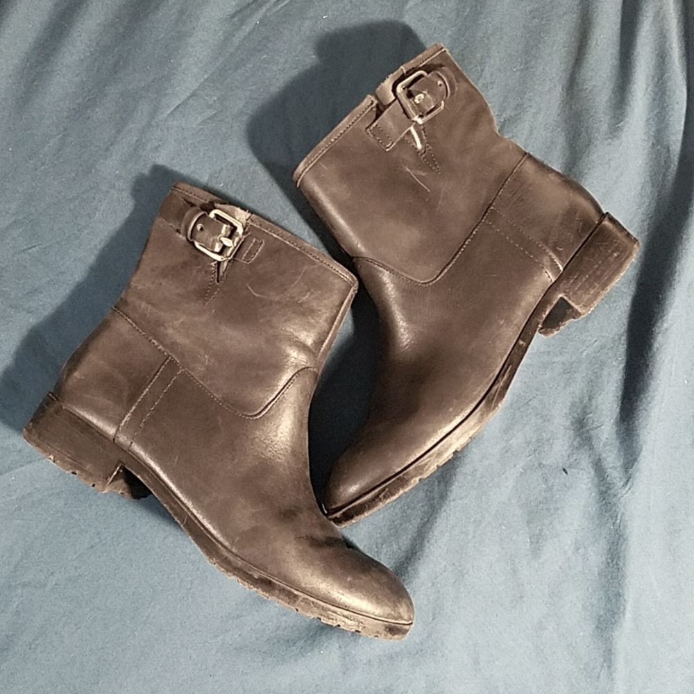 Gap Black Leather Moto Ankle Boots Booties Chelsea